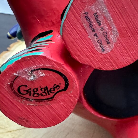 Fun Coin Bank by Giggles Pig Boar Bull Wood Red - Picture 7 of 8